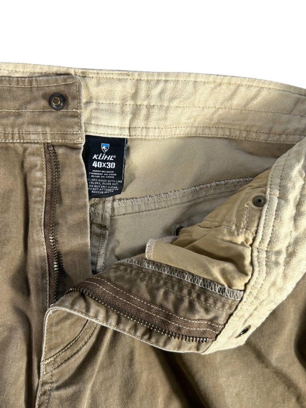 Kuhl Easy Rydr Brown Canvas Denim Pants Men's 40x30 Articulated Knees W/ FLAWS - Picture 8 of 16